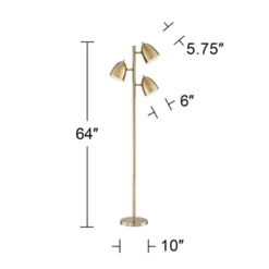 360 Lighting Aaron Mid Century Modern Tree Floor Lamp 64" Tall Aged Brass 3 Light Adjustable Dome Shade For Living Room Reading Bedroom Office House -360 Lighting GUEST 3d5cae45 fb25 42b4 ad8d 2261feffdd12