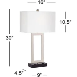 360 Lighting Todd Modern Table Lamp 30" Tall Steel Open Rectangle With USB And AC Power Outlet In Base White Shade For Bedroom Living Room Bedside 16 360 Lighting Todd Modern Table Lamp 30" Tall Steel Open Rectangle With USB And AC Power Outlet In Base White Shade For Bedroom Living Room Bedside -360 Lighting GUEST 3dee6b02 608b 41f0 a71e 719fafc1fa08