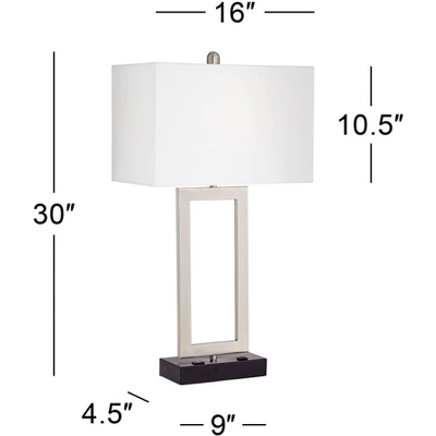 360 Lighting Todd Modern Table Lamp 30" Tall Steel Open Rectangle With USB And AC Power Outlet In Base White Shade For Bedroom Living Room Bedside 9 360 Lighting Todd Modern Table Lamp 30" Tall Steel Open Rectangle With USB And AC Power Outlet In Base White Shade For Bedroom Living Room Bedside - Image 7