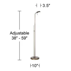 360 Lighting Regan Traditional Pharmacy Floor Lamp 59" Tall Dark Brass Metal LED Adjustable Gooseneck Head For Living Room Reading Bedroom Office -360 Lighting GUEST 3e81e083 5597 4286 967d 177cc40fc924