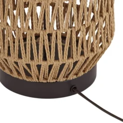 360 Lighting San Carlos Modern Coastal Table Lamp 29" Tall Natural Rattan Wicker Oatmeal Fabric Drum Shade For Bedroom Living Room Bedside Nightstand -360 Lighting GUEST 3f63e23c 0dea 4cd5 9636 1970a42624b0