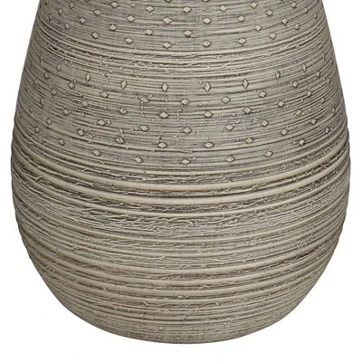 360 Lighting Julio Modern Table Lamp 30" Tall Natural Gray Ceramic Oatmeal Drum Shade For Bedroom Living Room Bedside Nightstand Office Kids House 7 360 Lighting Julio Modern Table Lamp 30" Tall Natural Gray Ceramic Oatmeal Drum Shade For Bedroom Living Room Bedside Nightstand Office Kids House - Image 5