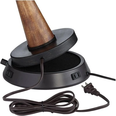 360 Lighting Modern Table Lamp With Dimmable USB And Outlet Workstation Base 24.5" High Bronze Tan Fabric Cylinder For Living Room Desk Bedroom 5 360 Lighting Modern Table Lamp With Dimmable USB And Outlet Workstation Base 24.5" High Bronze Tan Fabric Cylinder For Living Room Desk Bedroom - Image 3