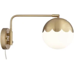 360 Lighting Kelowna Mid Century Modern Swing Arm Wall Lamp Brass Plug-in Light Fixture Globe Glass Shade For Bedroom Bedside Living Room Reading Home 13 360 Lighting Kelowna Mid Century Modern Swing Arm Wall Lamp Brass Plug-in Light Fixture Globe Glass Shade For Bedroom Bedside Living Room Reading Home -360 Lighting GUEST 4299e71a d79a 43be b329 edc2b283d37e