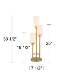 360 Lighting Malone Modern Tree Table Lamp 30 1/2" Tall Brass Metal 3 Light White Glass Shades For Bedroom Living Room Bedside Nightstand Office Kids -360 Lighting GUEST 43026cc8 c3af 4d7f 8757 d7f0f779608b
