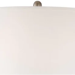 360 Lighting Geoff Modern Table Lamps 26" High Set Of 2 Brushed Nickel With USB Charging Port Table Top Dimmers White Drum Shade For Living Room Desk -360 Lighting GUEST 432d54b7 bdac 4d64 9456 d70c6afc1a37