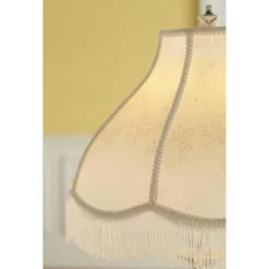 360 Lighting Vintage Shabby Chic Floor Lamp 60" Tall Antique White Cream Scallop Fabric Dome Shade Fringe For Living Room Reading Bedroom -360 Lighting GUEST 4536a807 45bc 42b7 adde 833adcfcccb4
