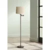 360 Lighting Modern Swing Arm Floor Lamp 60.5" Tall Bronze Natural Linen Drum Shade For Living Room Reading Bedroom Office -360 Lighting GUEST 4703dcf7 bc9b 4200 973d ca151fca3c4d