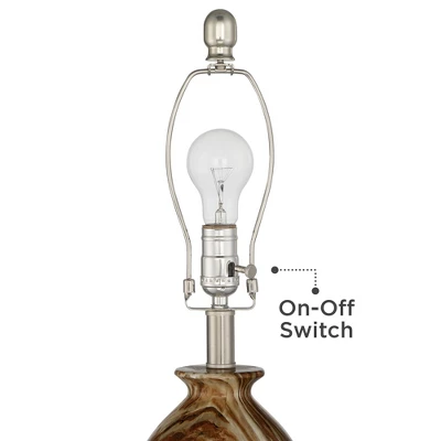 360 Lighting Carlton Modern Table Lamps 28" Tall Set Of 2 Swirling Brown Faux Marble White Tapered Drum For Bedroom Living Room Bedside Nightstand 5 360 Lighting Carlton Modern Table Lamps 28" Tall Set Of 2 Swirling Brown Faux Marble White Tapered Drum For Bedroom Living Room Bedside Nightstand - Image 3