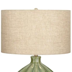 360 Lighting Gordy Modern Accent Table Lamp Handcrafted 20 1/2" High Ribbed Green Ceramic Oatmeal Fabric Drum Shade For Bedroom Living Room Bedside 11 360 Lighting Gordy Modern Accent Table Lamp Handcrafted 20 1/2" High Ribbed Green Ceramic Oatmeal Fabric Drum Shade For Bedroom Living Room Bedside -360 Lighting GUEST 4834d73a ef63 4f38 bd76 bd4a0f3762fc 1