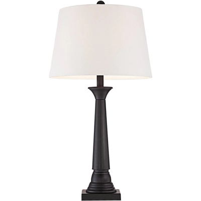 360 Lighting Dolbey Rustic Farmhouse Table Lamps 28" Tall Set Of 2 Bronze Off White Drum Shade For Bedroom Living Room Bedside Nightstand Office House 8 360 Lighting Dolbey Rustic Farmhouse Table Lamps 28" Tall Set Of 2 Bronze Off White Drum Shade For Bedroom Living Room Bedside Nightstand Office House - Image 6