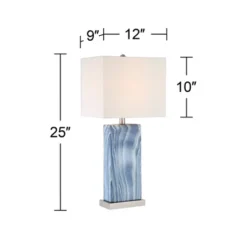 360 Lighting Connie Modern Table Lamps 25" High Set Of 2 Blue Faux Marble With USB Charging Port White Rectangular Shade For Living Room Office Desk -360 Lighting GUEST 490d7f25 ad17 4973 be6a fe76880f4a74