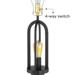 360 Lighting Marcel Rustic Farmhouse Floor Lamp 64" Tall Black Metal With LED Nightlight Natural Linen Drum Shade For Living Room Bedroom Office House -360 Lighting GUEST 49b204ef 2161 4ae4 a50d 450d4ba6dd5c