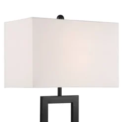 360 Lighting Modern Table Lamp With USB And AC Power Outlet 30" Tall Black Metal White Rectangle Shade For Living Room Bedroom House -360 Lighting GUEST 4ac5263b de64 4d37 8a48 d83100e65f03