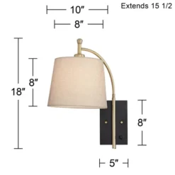 360 Lighting Chester Modern Swing Arm Wall Lamp Brass Black Plug-in Light Fixture Tan Drum Shade For Bedroom Bedside Living Room Reading Home House 15 360 Lighting Chester Modern Swing Arm Wall Lamp Brass Black Plug-in Light Fixture Tan Drum Shade For Bedroom Bedside Living Room Reading Home House -360 Lighting GUEST 4af0aaa3 4860 401d 8e20 167e51fb1a42