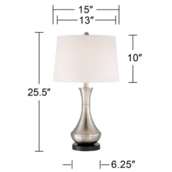 360 Lighting Simon Modern Table Lamps 25 1/2" High Set Of 2 Brushed Nickel With USB Charging Port White Fabric Drum Shade For Bedroom Living Room Desk 12 360 Lighting Simon Modern Table Lamps 25 1/2" High Set Of 2 Brushed Nickel With USB Charging Port White Fabric Drum Shade For Bedroom Living Room Desk -360 Lighting GUEST 4bbae9df cf5e 4270 8694 075d9a45fb8c