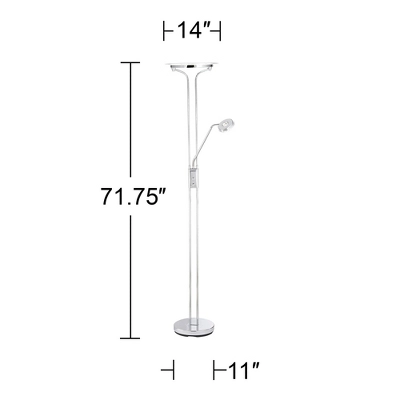 360 Lighting Perseus Modern Torchiere Floor Lamp With Reading Light 71 3/4" Tall Chrome Silver Metal LED Adjustable For Living Room Bedroom House Home 9 360 Lighting Perseus Modern Torchiere Floor Lamp With Reading Light 71 3/4" Tall Chrome Silver Metal LED Adjustable For Living Room Bedroom House Home - Image 7