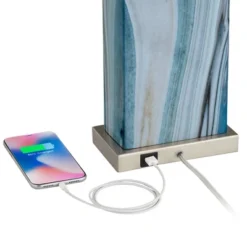 360 Lighting Connie Modern Table Lamps 25" High Set Of 2 Blue Faux Marble With USB Charging Ports LED White Shade For Bedroom Living Room House Desk 11 360 Lighting Connie Modern Table Lamps 25" High Set Of 2 Blue Faux Marble With USB Charging Ports LED White Shade For Bedroom Living Room House Desk -360 Lighting GUEST 4cf6a2c4 b871 4398 af22 3a98d79344df