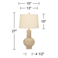 360 Lighting Sandstone Gourd 27" Tall Farmhouse Rustic Modern Coastal Table Lamp Brown Single Beige Shade Living Room Bedroom Bedside Nightstand House -360 Lighting GUEST 4ea759d3 e9cb 431d a655 e49af78b4931