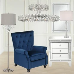 360 Lighting Modern Floor Lamp 62.5" Tall Satin Steel Chrome Crystal Chandelier Platinum Gray Silk Drum Shade For Living Room Reading Bedroom -360 Lighting GUEST 4fe5e9a6 0858 4ead 9f82 7f3f41848a76