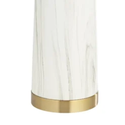 360 Lighting Maceao Modern Table Lamps 28" Tall Set Of 2 White Faux Marble Tapered Drum Shade For Bedroom Living Room Bedside Nightstand Office House -360 Lighting GUEST 50a7c332 b42e 41f9 a372 27416411a9e6