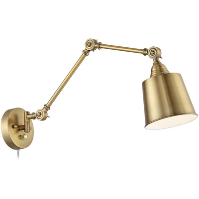 360 Lighting Mendes Modern Swing Arm Wall Lamps Set Of 2 Brass Gold Plug-in Light Fixture Metal Shade For Bedroom Bedside Living Room Reading House 10 360 Lighting Mendes Modern Swing Arm Wall Lamps Set Of 2 Brass Gold Plug-in Light Fixture Metal Shade For Bedroom Bedside Living Room Reading House - Image 8