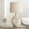 360 Lighting Waylon Modern Table Lamp 28" Tall Textured Mercury Glass Off White Tapered Drum Shade For Bedroom Living Room Bedside Nightstand Office -360 Lighting GUEST 53a5e43e 43ce 4796 99a1 97860b3b7918