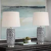 360 Lighting Modern Accent Table Lamps 23 1/2" High Set Of 2 White Gray Ceramic White Fabric Drum Shade Decor For Bedroom Living Room -360 Lighting GUEST 547f4b03 5ac8 43d6 9710 bc92847ac169