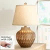 360 Lighting Accent Urn Table Lamp With USB Charging Port 22" High Warm Bronze Drum Shade For Living Room Desk Bedroom House -360 Lighting GUEST 54de0d5f 07ea 45dd 8680 7824acc30e62