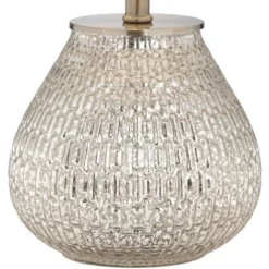 360 Lighting Cottage Accent Table Lamp 19 1/2" High Mercury Glass Teardrop Gray Drum Shade For Bedroom Bedside Nightstand Office -360 Lighting GUEST 5547e0ef da6c 47ba 8465 f43def341b29