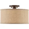 360 Lighting Adams Modern Ceiling Light Semi Flush Mount Fixtures 14" Wide Set Of 2 Bronze Burlap Fabric Drum Shade For Bedroom Kitchen Living Room -360 Lighting GUEST 556f0f39 dd80 441f bd3a f59ef4fc5374