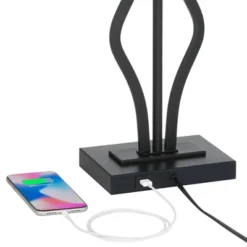 360 Lighting Ally Modern Table Lamps 26 1/2" High Set Of 2 Black Metal With USB Charging Port Rectangular Fabric Shade For Bedroom Living Room Desk -360 Lighting GUEST 55be7abc 4a89 4e61 8719 8e1c517ce449