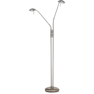 360 Lighting Casper Traditional Pharmacy Floor Lamp 63" Tall Brushed Nickel 2-Light LED Adjustable Arm Swivel Head For Living Room Bedroom 7 360 Lighting Casper Traditional Pharmacy Floor Lamp 63" Tall Brushed Nickel 2-Light LED Adjustable Arm Swivel Head For Living Room Bedroom - Image 5