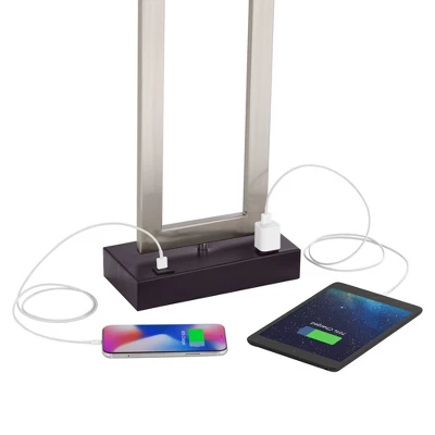 360 Lighting Todd Modern Table Lamp 30" Tall Steel Open Rectangle With USB And AC Power Outlet In Base White Shade For Bedroom Living Room Bedside 5 360 Lighting Todd Modern Table Lamp 30" Tall Steel Open Rectangle With USB And AC Power Outlet In Base White Shade For Bedroom Living Room Bedside - Image 3