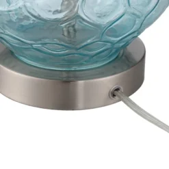 360 Lighting Dylan Modern Coastal Table Lamps 27 1/2" Tall Set Of 2 Blue Textured Diamond Glass White Fabric Drum Shade For Bedroom Living Room House -360 Lighting GUEST 594fc948 ecad 4ee5 b473 315cd29a5747