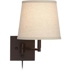 360 Lighting Lanett Modern Swing Arm Wall Lamps Set Of 2 Painted Bronze Plug-in Light Fixture Oatmeal Empire Shades For Bedroom Bedside Living Room -360 Lighting GUEST 595e1a8a fd51 488a a00d 58a5618af423