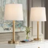360 Lighting Camile Modern Table Lamps 25" High Set Of 2 Brass Metal With USB Charging Port Oatmeal Drum Shade For Bedroom Living Room Bedside Desk -360 Lighting GUEST 596e17eb d706 4184 a12d 3040aab5b7e1