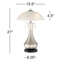 360 Lighting Simon Modern Accent Table Lamps Set Of 2 21" High Silver With USB Charging Port White Glass Dome Shade For Bedroom Living Room House Desk -360 Lighting GUEST 59be30bd 9312 4556 be94 da36f3f8f371