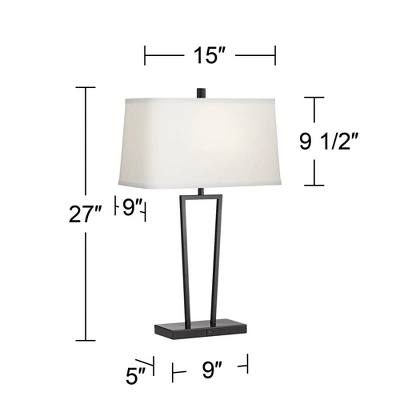 360 Lighting Cole Modern Table Lamps 27" Tall Set Of 2 Black Metal With USB Charging Ports White Rectangular Shade For Bedroom Living Room Bedside 8 360 Lighting Cole Modern Table Lamps 27" Tall Set Of 2 Black Metal With USB Charging Ports White Rectangular Shade For Bedroom Living Room Bedside - Image 6