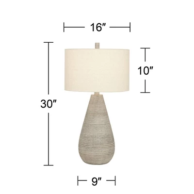 360 Lighting Julio Modern Table Lamp 30" Tall Natural Gray Ceramic Oatmeal Drum Shade For Bedroom Living Room Bedside Nightstand Office Kids House 9 360 Lighting Julio Modern Table Lamp 30" Tall Natural Gray Ceramic Oatmeal Drum Shade For Bedroom Living Room Bedside Nightstand Office Kids House - Image 7