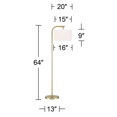 360 Lighting Modern Art Deco Arc Floor Lamp 64" Tall Warm Gold Metal White Fabric Drum Shade For Living Room Reading Family Bedroom Office House Home 10 360 Lighting Modern Art Deco Arc Floor Lamp 64" Tall Warm Gold Metal White Fabric Drum Shade For Living Room Reading Family Bedroom Office House Home - Image 8