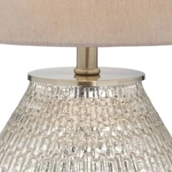 360 Lighting Cottage Accent Table Lamp 19 1/2" High Mercury Glass Teardrop Gray Drum Shade For Bedroom Bedside Nightstand Office -360 Lighting GUEST 5dfe598d 1abb 4f88 a844 2b069476329e