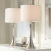 360 Lighting Gerson Modern Table Lamps 24" High Set Of 2 Brushed Nickel With Dimmers LED White Drum Shade For Bedroom Living Room Bedside Nightstand -360 Lighting GUEST 5e989cd8 2004 49f2 b5ba 252c1c063ccb