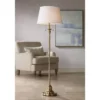 360 Lighting Spenser Vintage Floor Lamp 58" Tall Brushed Antique Brass Metal Off White Linen Drum Shade For Living Room Bedroom Office House Home -360 Lighting GUEST 60b0b7b8 34a5 4cce abc0 24208d22719f