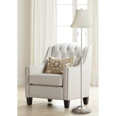 360 Lighting Abba Modern Floor Lamp Standing 66" Tall Brushed Nickel Silver Imperial Creme Fabric Bell Shade For Living Room Bedroom Office House Home 3 360 Lighting Abba Modern Floor Lamp Standing 66" Tall Brushed Nickel Silver Imperial Creme Fabric Bell Shade For Living Room Bedroom Office House Home
