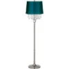 360 Lighting Modern Floor Lamp 62.5" Tall Satin Steel Crystal Chandelier Teal Blue Satin Drum Shade For Living Room Reading Bedroom Office -360 Lighting GUEST 67aa6c90 7acd 4626 acfe 2689f305057c