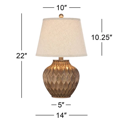 360 Lighting Buckhead Modern Accent Table Lamp 22" High Warm Bronze Brown Geometric Fabric Drum Shade For Bedroom Living Room Bedside Nightstand 7 360 Lighting Buckhead Modern Accent Table Lamp 22" High Warm Bronze Brown Geometric Fabric Drum Shade For Bedroom Living Room Bedside Nightstand - Image 5