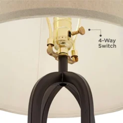 360 Lighting Marcel Industrial Table Lamps 24 1/4" High Set Of 2 Black With LED Nightlight USB Port Natural Shade For Bedroom Living Room House Desk -360 Lighting GUEST 67fdb462 8123 4d35 b3f8 3d6b57e4e9dc