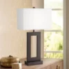 360 Lighting Marshall Modern Industrial Table Lamp 30 1/2" Tall Bronze Metal White Rectangular Shade For Bedroom Living Room Bedside Nightstand Office