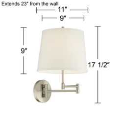 360 Lighting Oray Modern Swing Arm Wall Lamps Set Of 2 Brushed Nickel Plug-in Light Fixture Off White Cotton Drum Shade For Bedroom Living Room House 14 360 Lighting Oray Modern Swing Arm Wall Lamps Set Of 2 Brushed Nickel Plug-in Light Fixture Off White Cotton Drum Shade For Bedroom Living Room House -360 Lighting GUEST 6a884a28 80c3 4ed1 8da5 7c2c9089f2dd
